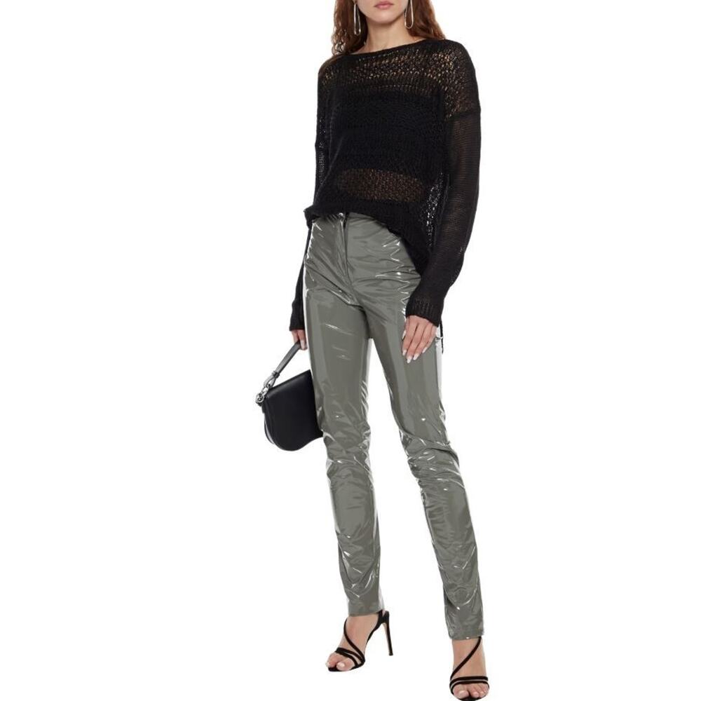 Helmut Lang Women's Open Knit Linen Side Slit Sweater in Black Medium MSRP $530
